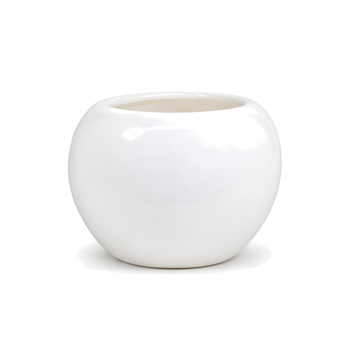Cloud Apple Small white ceramic planter front view, complete pot visible