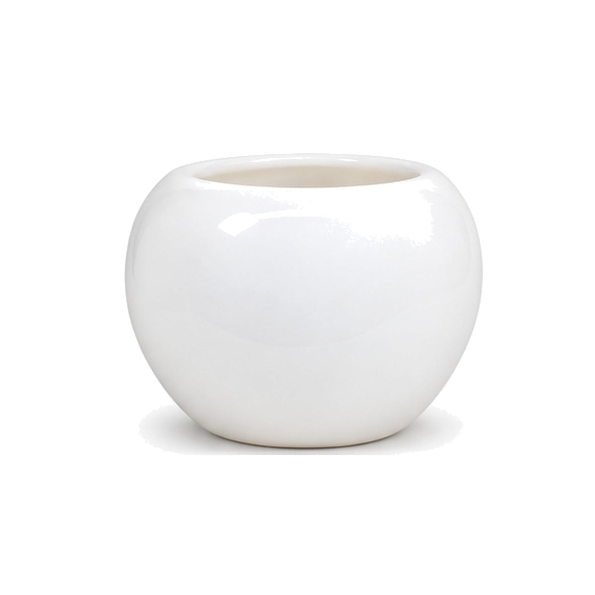 Cloud Apple Small white ceramic planter side view, complete pot visible