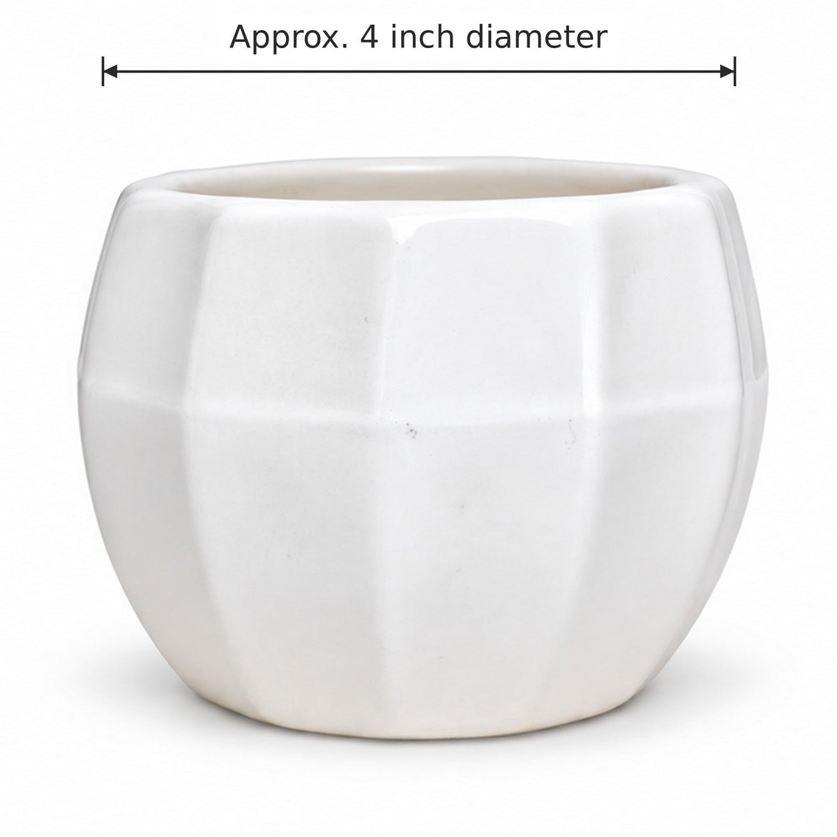 White ceramic planter approximately 4 inches in diameter